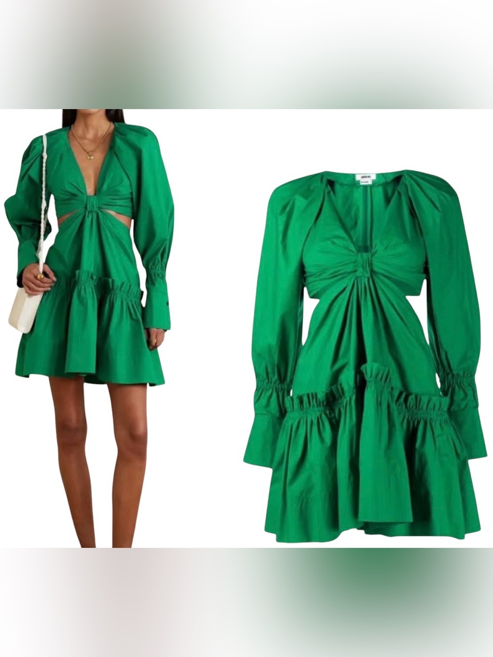 Jason Wu Vividian Green Cotton Poplin Cutout Mini Vacation Dress SZ L